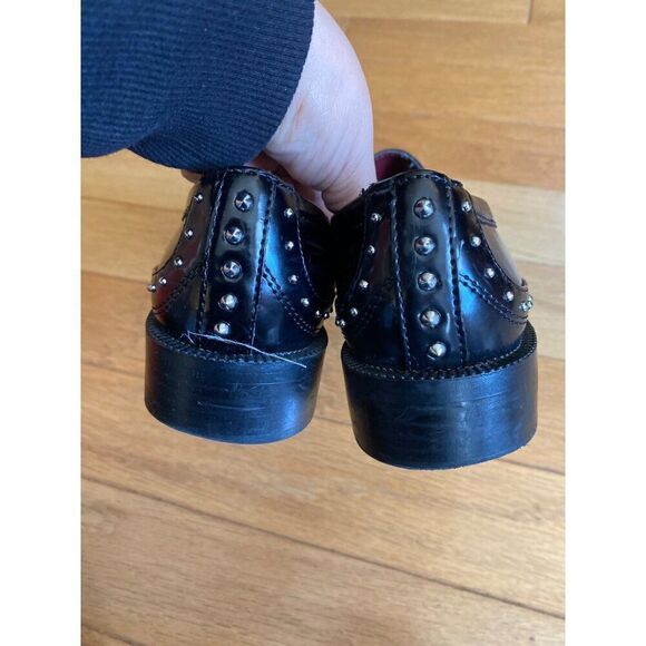 Zara women’s black pleather studded slip on low block heel loafers size 37 - Picture 5 of 8